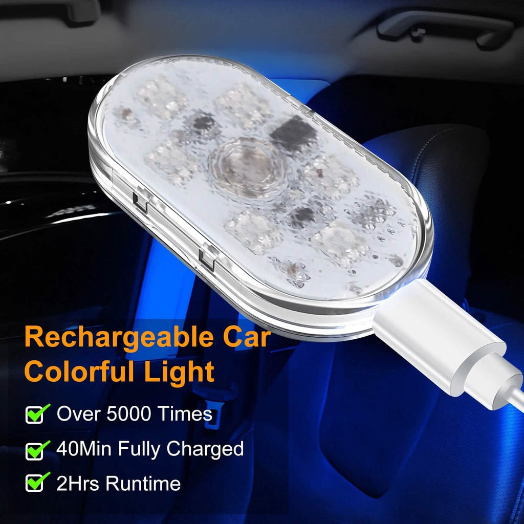 4 pièces : Lumière d'ambiance intérieure de voiture sans fil rechargeable par USB