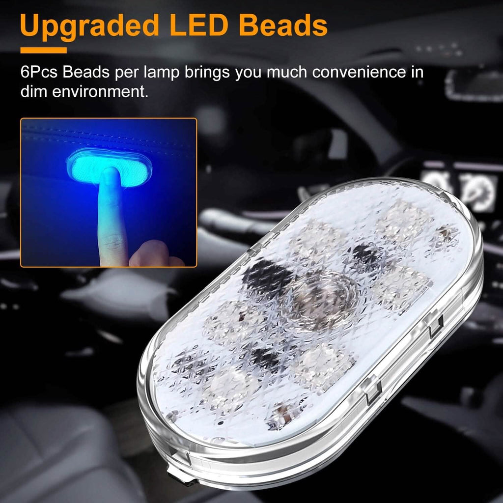 4 pièces : Lumière d'ambiance intérieure de voiture sans fil rechargeable par USB