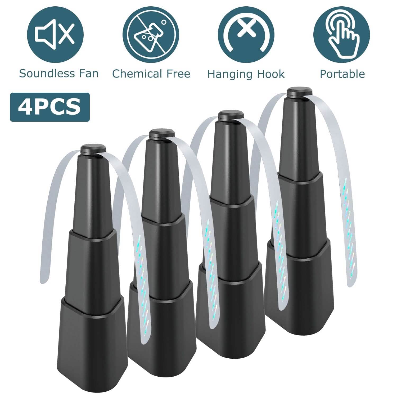 Lot de 4: Ventilateurs anti-mouches portables sur table, à piles, repousse-insectes
