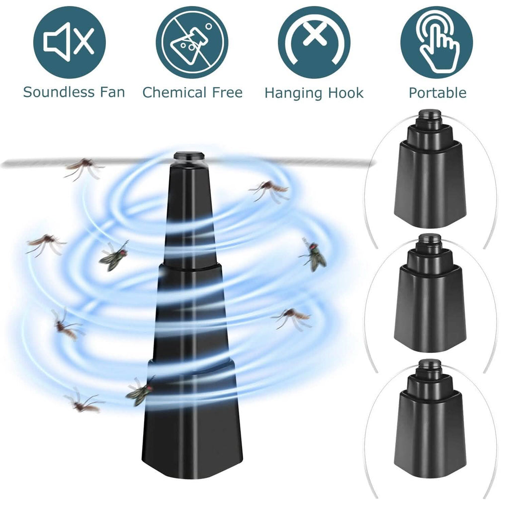 Lot de 4: Ventilateurs anti-mouches portables sur table, à piles, repousse-insectes