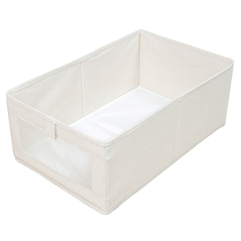 Lot de 4: Bac de Rangement Pliable en Lin pour Vêtements avec Fenêtre Transparente Visible