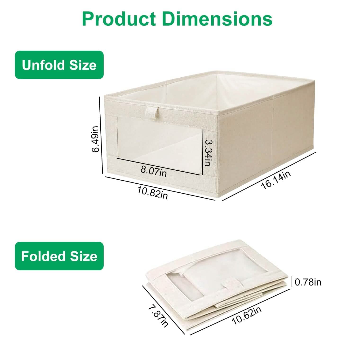 Lot de 4: Bac de Rangement Pliable en Lin pour Vêtements avec Fenêtre Transparente Visible
