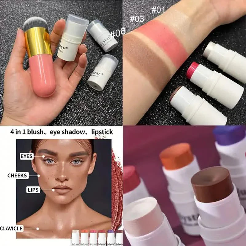 4 pièces : Kit de Contouring Crème Ultime - Bâtonnets Estompeurs Sans Couture avec Illuminateur, Fard à Joues et Bronzeur
