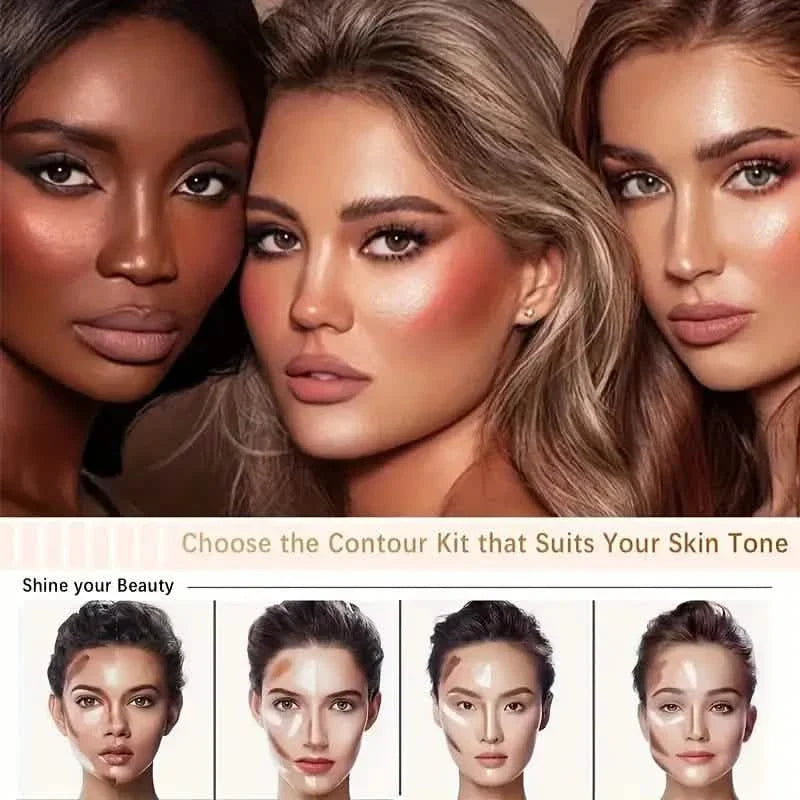4 pièces : Kit de Contouring Crème Ultime - Bâtonnets Estompeurs Sans Couture avec Illuminateur, Fard à Joues et Bronzeur