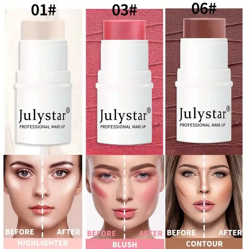 4 pièces : Kit de Contouring Crème Ultime - Bâtonnets Estompeurs Sans Couture avec Illuminateur, Fard à Joues et Bronzeur
