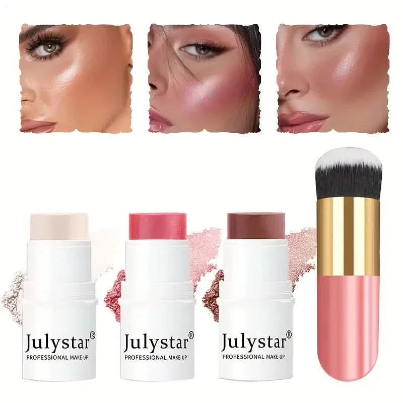 4 pièces : Kit de Contouring Crème Ultime - Bâtonnets Estompeurs Sans Couture avec Illuminateur, Fard à Joues et Bronzeur