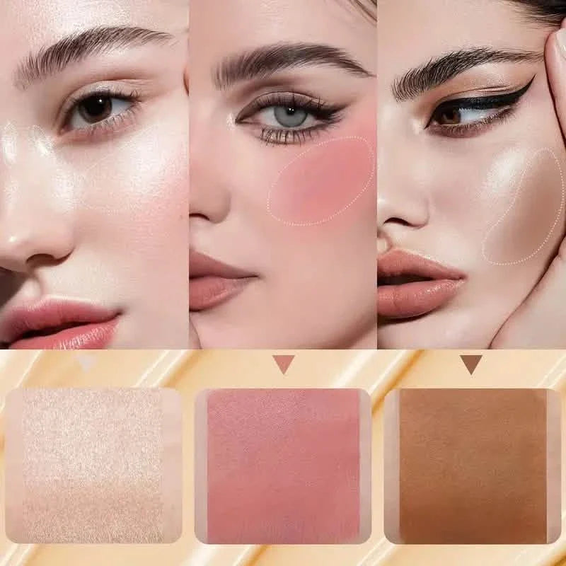 4 pièces : Kit étanche de contour et d'illuminateur crème avec pinceau