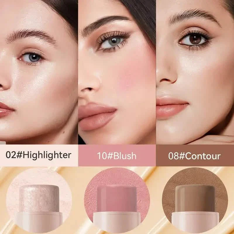 4 pièces : Kit étanche de contour et d'illuminateur crème avec pinceau