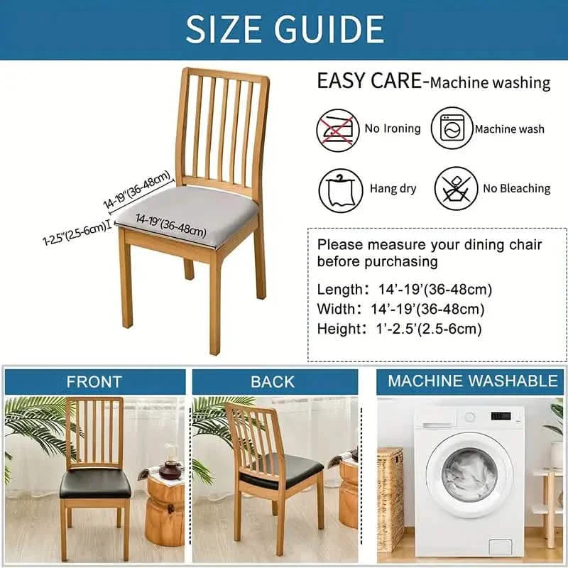 Lot de 4: Housses Amovibles Imperméables en Cuir Rembourré pour Chaises de Salle à Manger