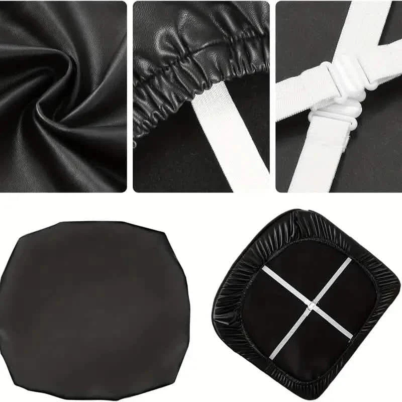 Lot de 4: Housses Amovibles Imperméables en Cuir Rembourré pour Chaises de Salle à Manger