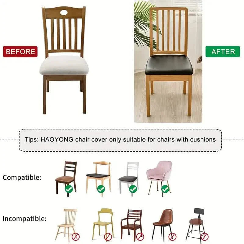 Lot de 4: Housses Amovibles Imperméables en Cuir Rembourré pour Chaises de Salle à Manger