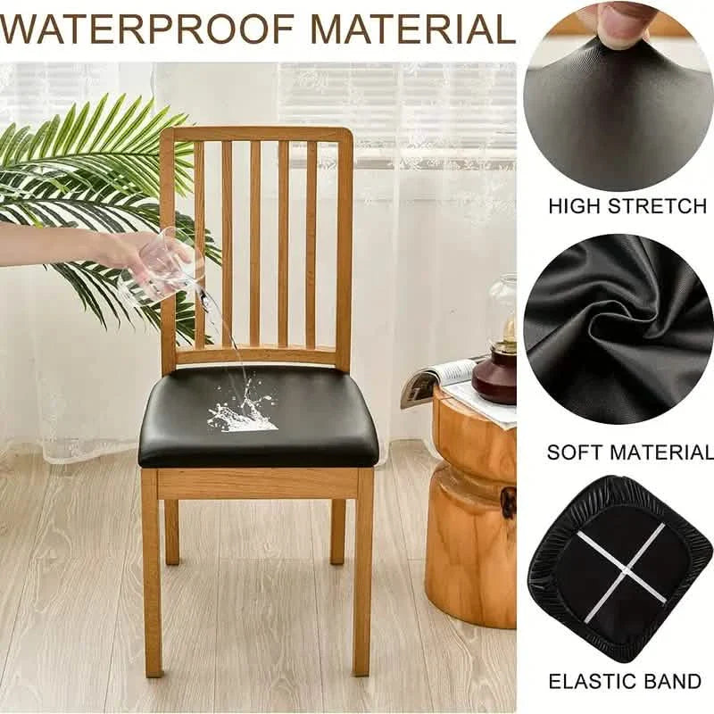 Lot de 4: Housses Amovibles Imperméables en Cuir Rembourré pour Chaises de Salle à Manger