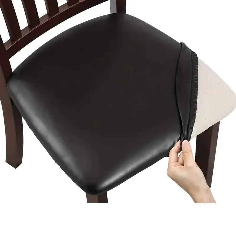 Lot de 4: Housses Amovibles Imperméables en Cuir Rembourré pour Chaises de Salle à Manger
