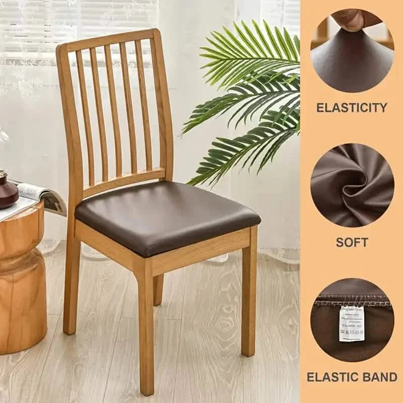 Lot de 4: Housses Amovibles Imperméables en Cuir Rembourré pour Chaises de Salle à Manger