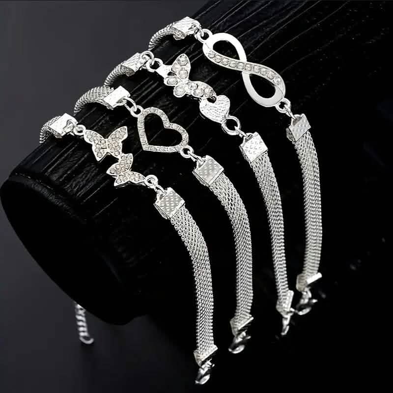 Lot de 4: Bracelets de cheville à chaîne à bords larges