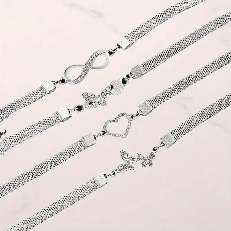 Lot de 4: Bracelets de cheville à chaîne à bords larges