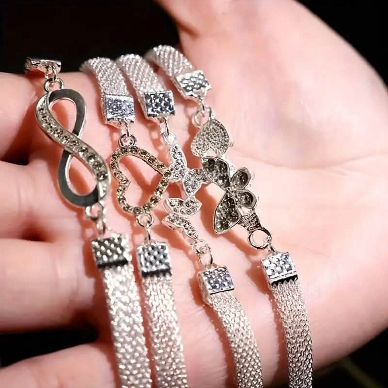 Lot de 4: Bracelets de cheville à chaîne à bords larges