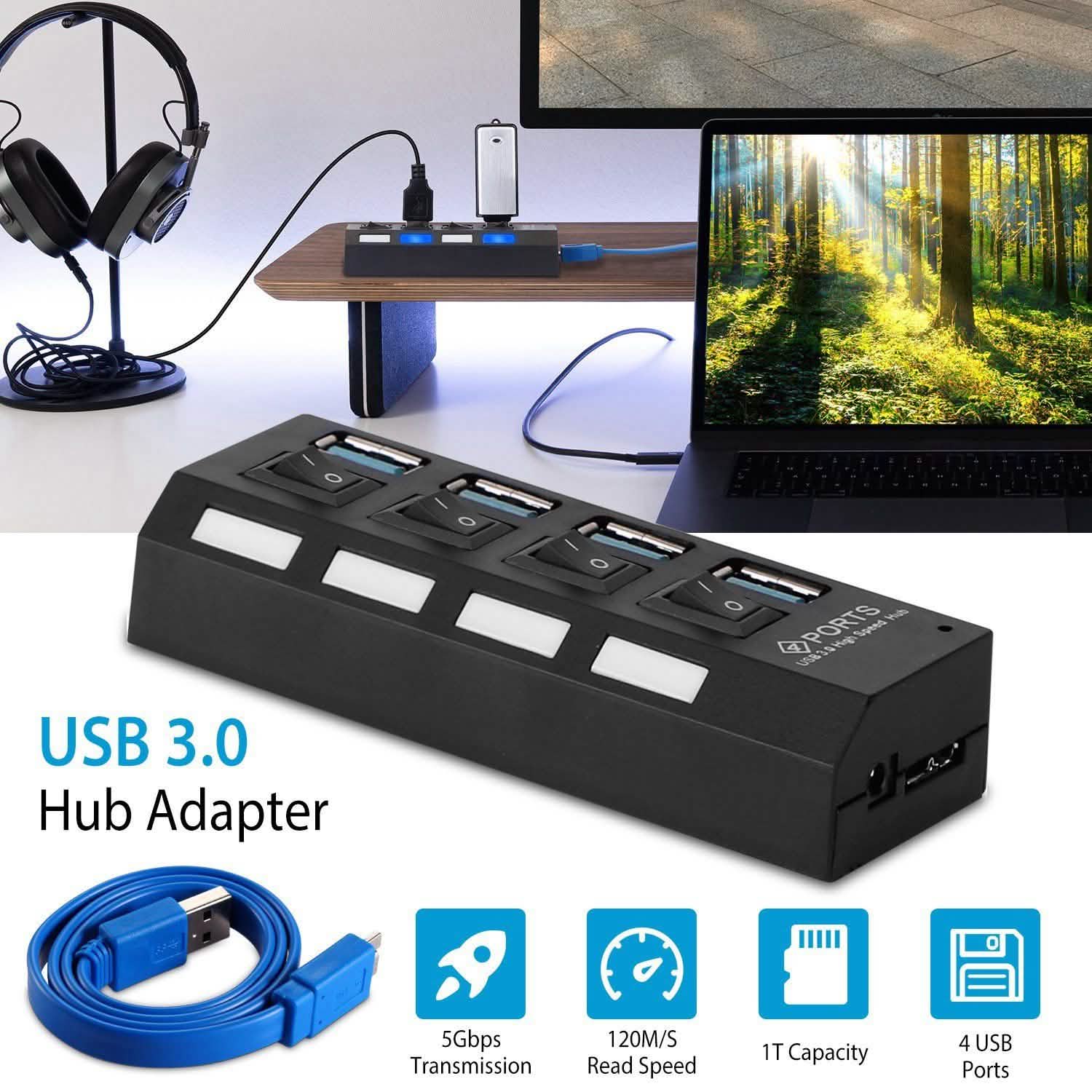 Adaptateur Hub USB 3.0 Haute Vitesse 4 Ports