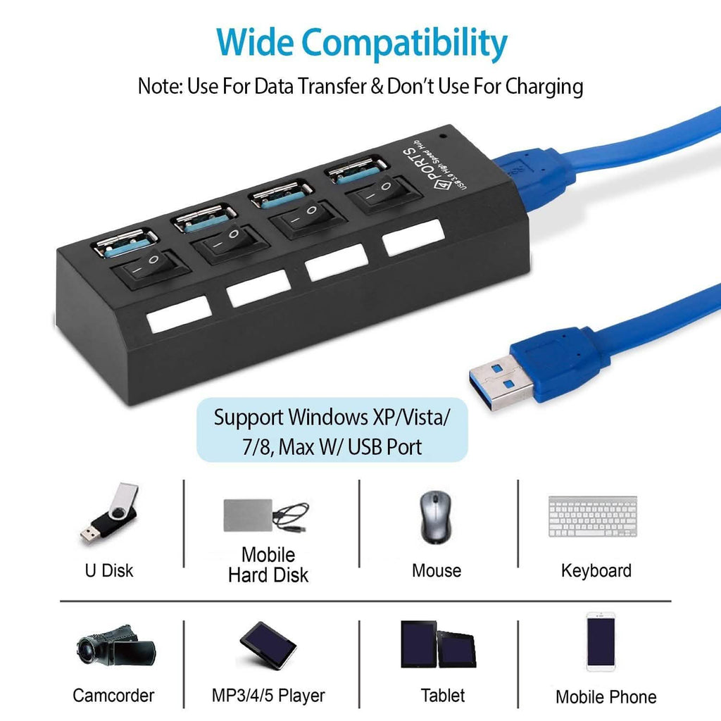 Adaptateur Hub USB 3.0 Haute Vitesse 4 Ports