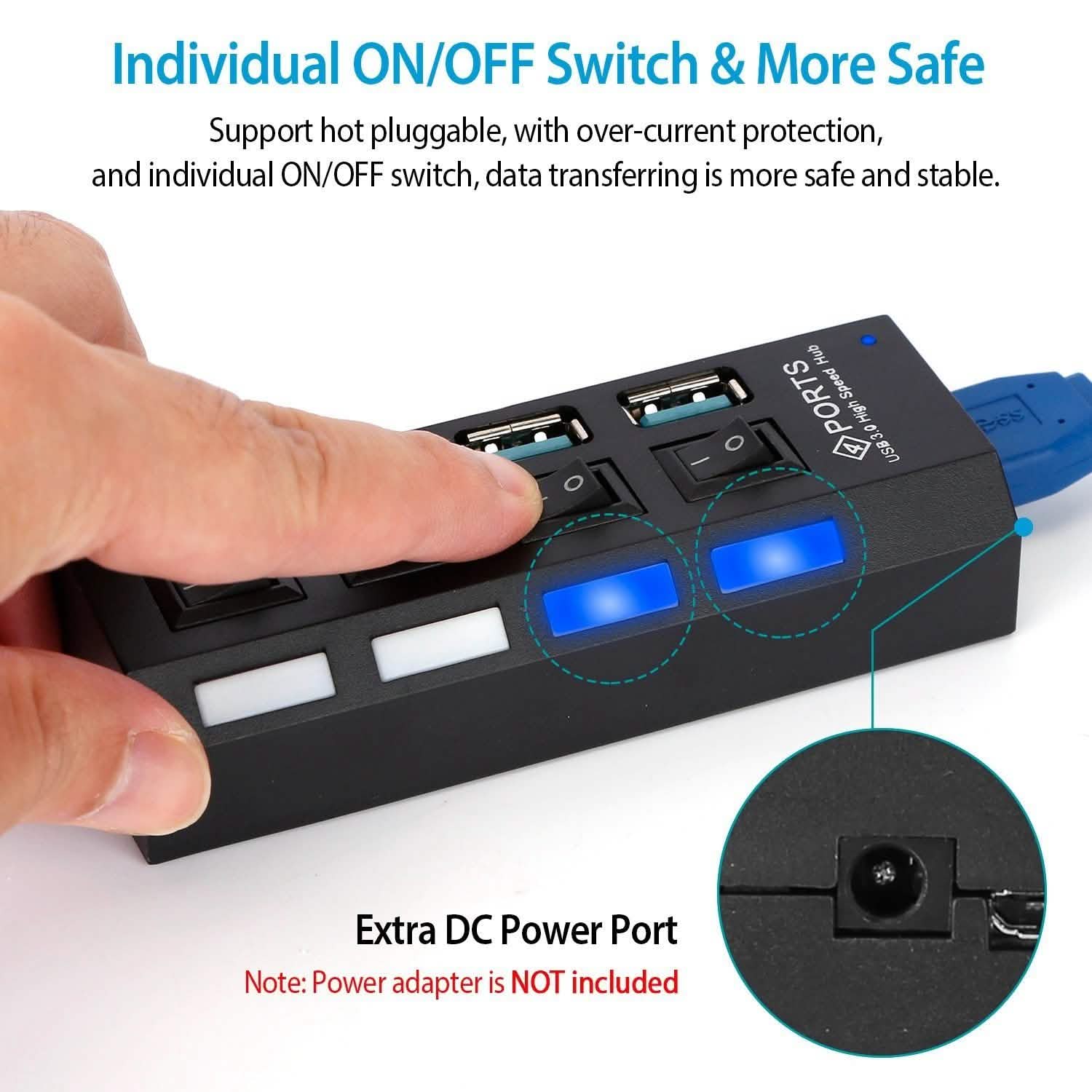 Adaptateur Hub USB 3.0 Haute Vitesse 4 Ports