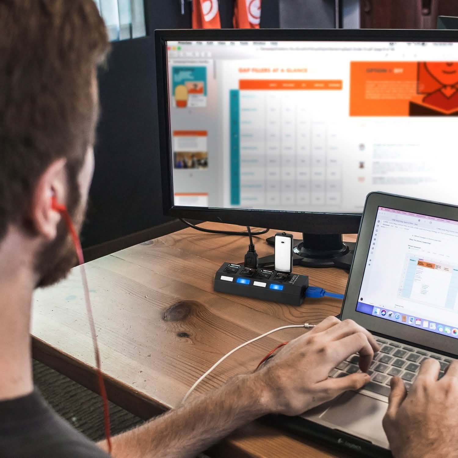 Adaptateur Hub USB 3.0 Haute Vitesse 4 Ports