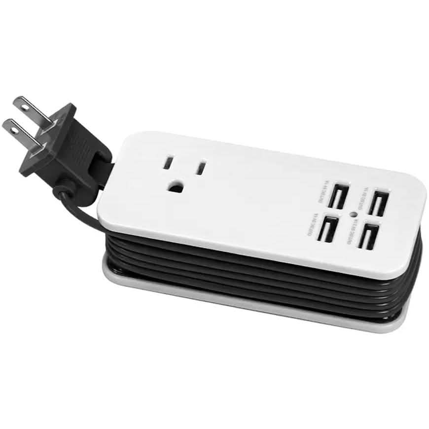 Station de recharge USB 4 ports avec câble d'alimentation rallongeable CA unique