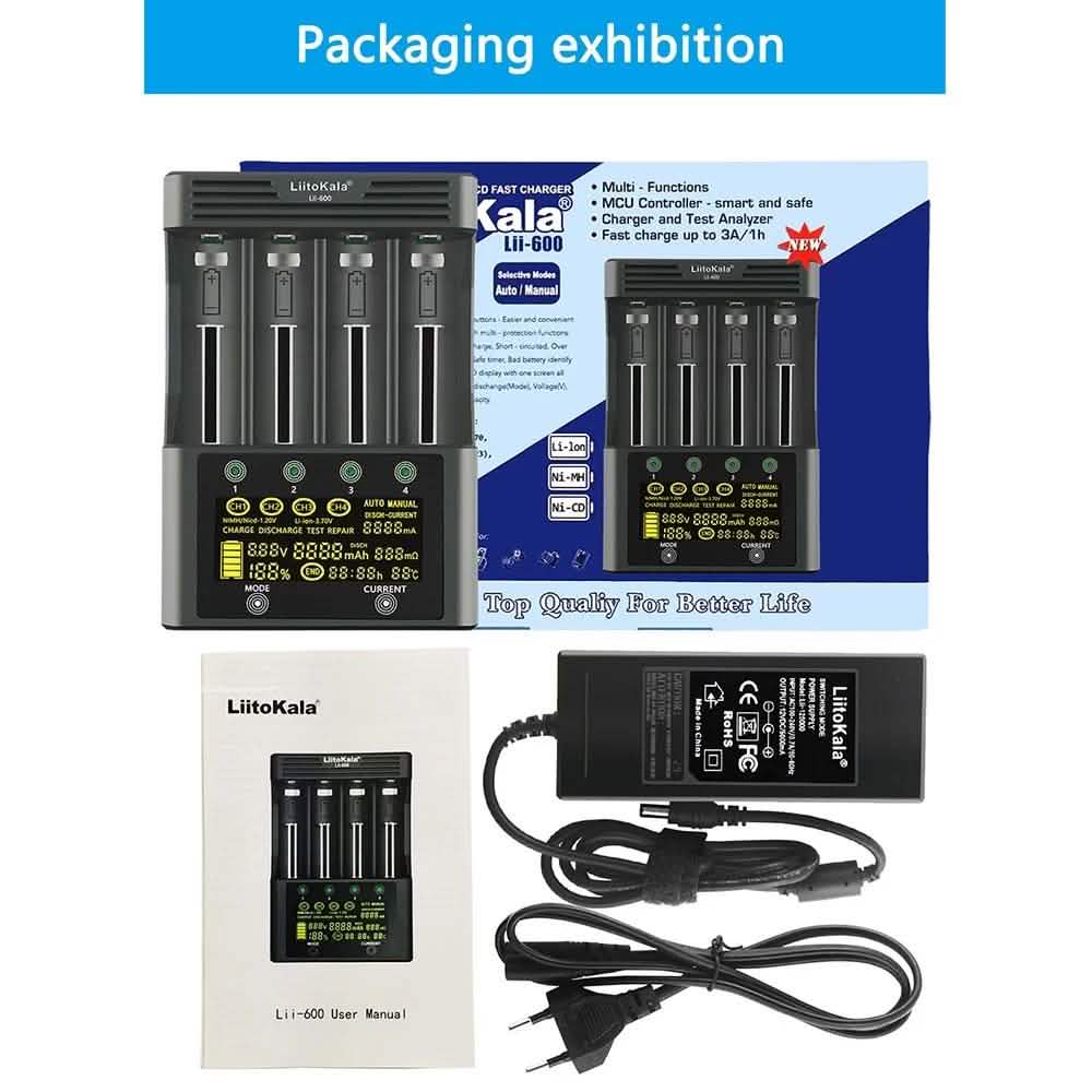 Chargeur de batterie à 4 emplacements de charge indépendants