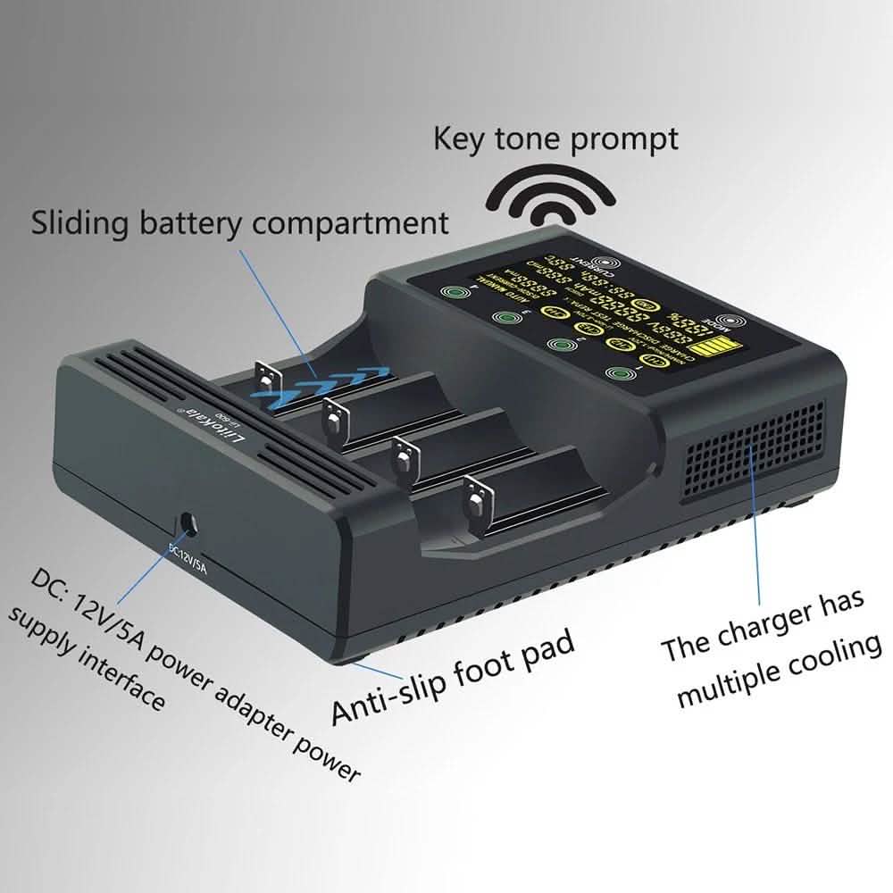 Chargeur de batterie à 4 emplacements de charge indépendants