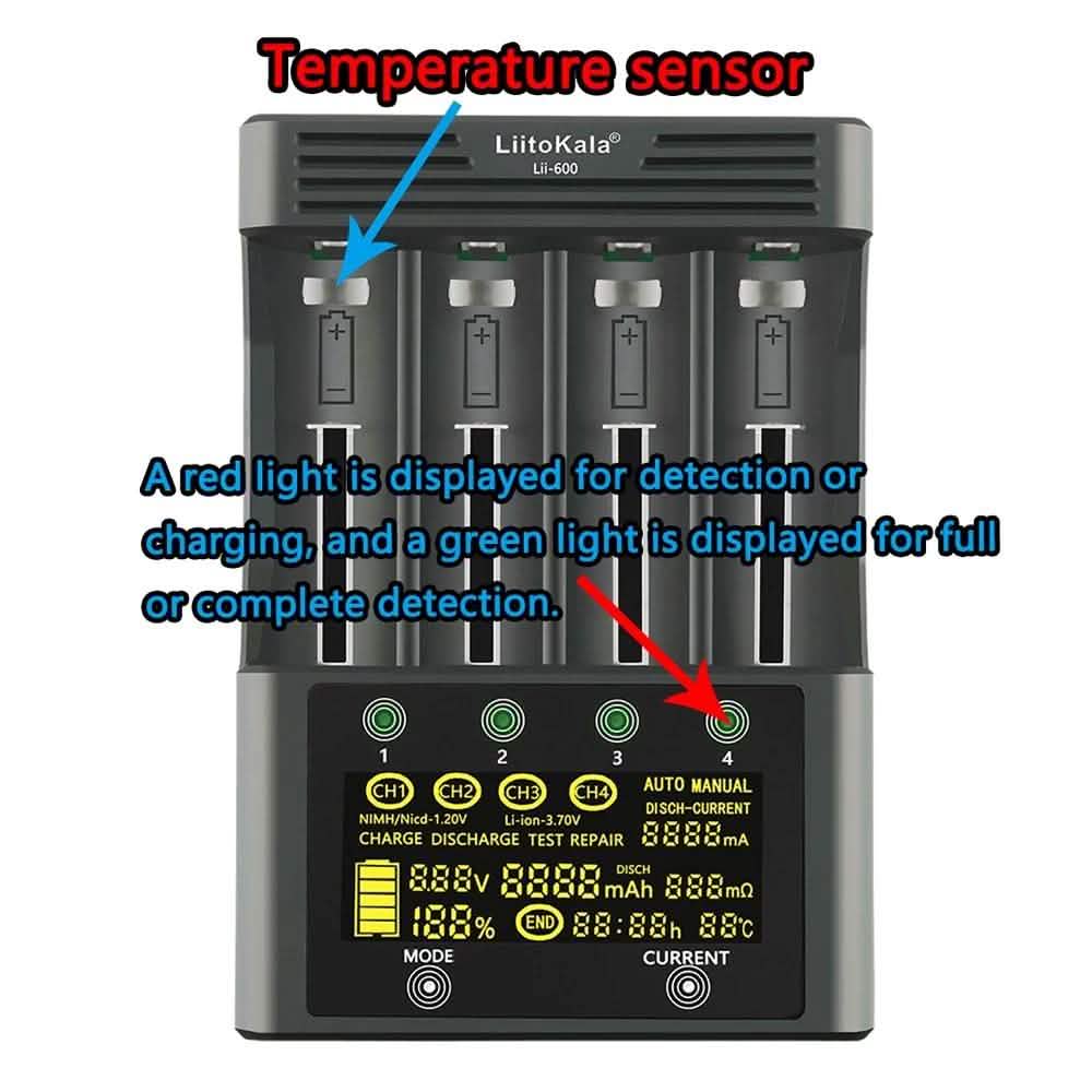 Chargeur de batterie à 4 emplacements de charge indépendants
