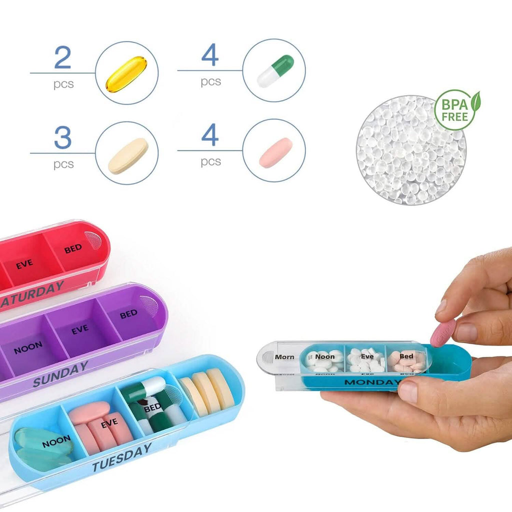 Quotidien, 4 fois par jour, Pilulier et Organisateur de Médicaments Empilable Noir 7 Jours