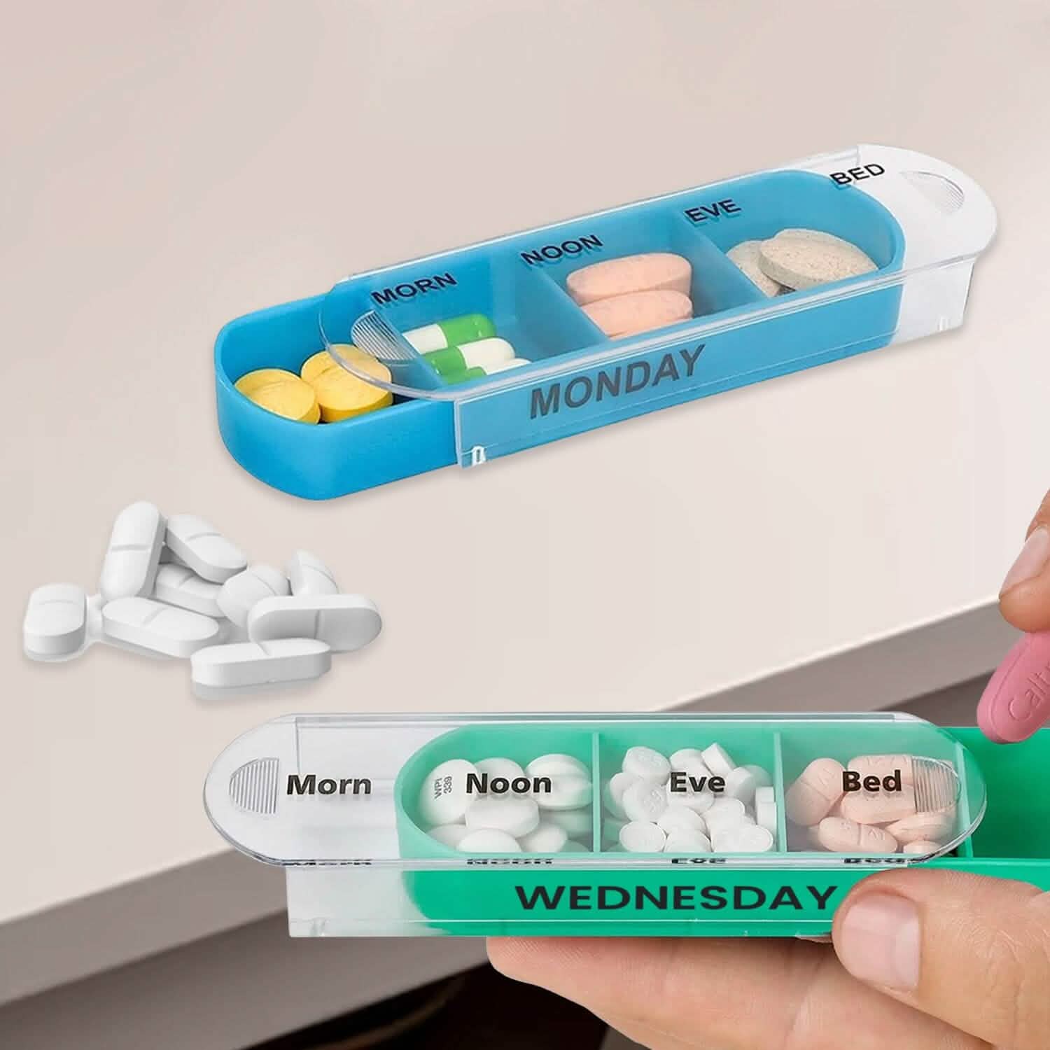 Quotidien, 4 fois par jour, Pilulier et Organisateur de Médicaments Empilable Noir 7 Jours