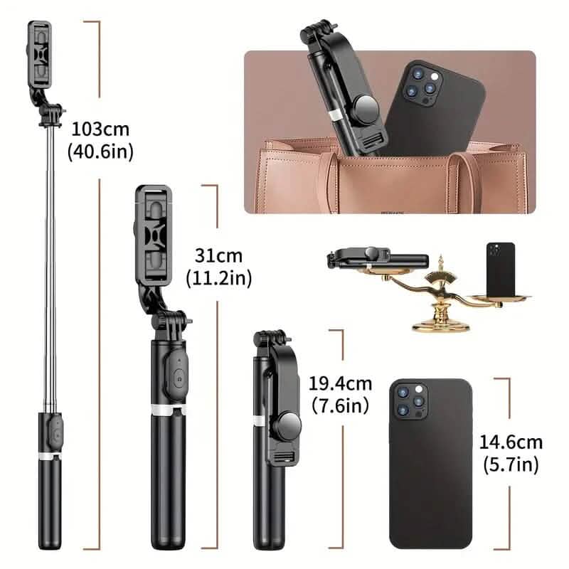 Trépied perche à selfie extensible pour téléphone portable 40"