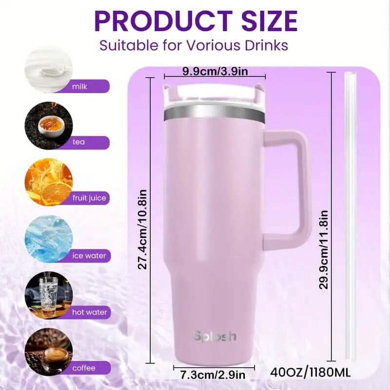 Gobelet isotherme de 1,2 L avec anse et paille