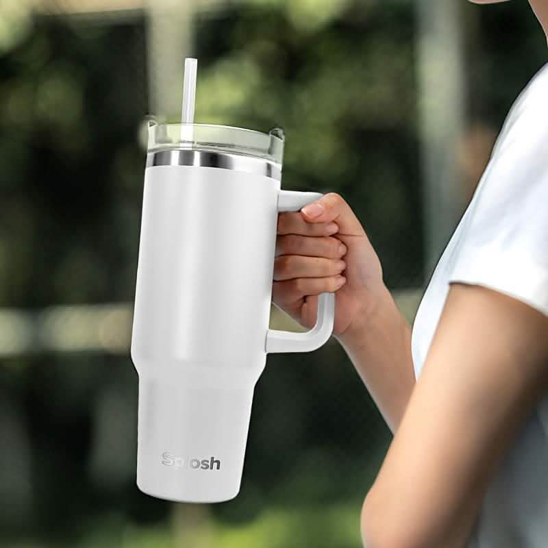 Gobelet isotherme de 1,2 L avec anse et paille