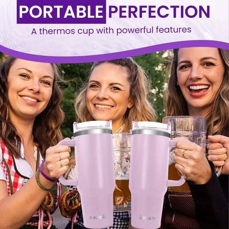 Gobelet isotherme de 1,2 L avec anse et paille