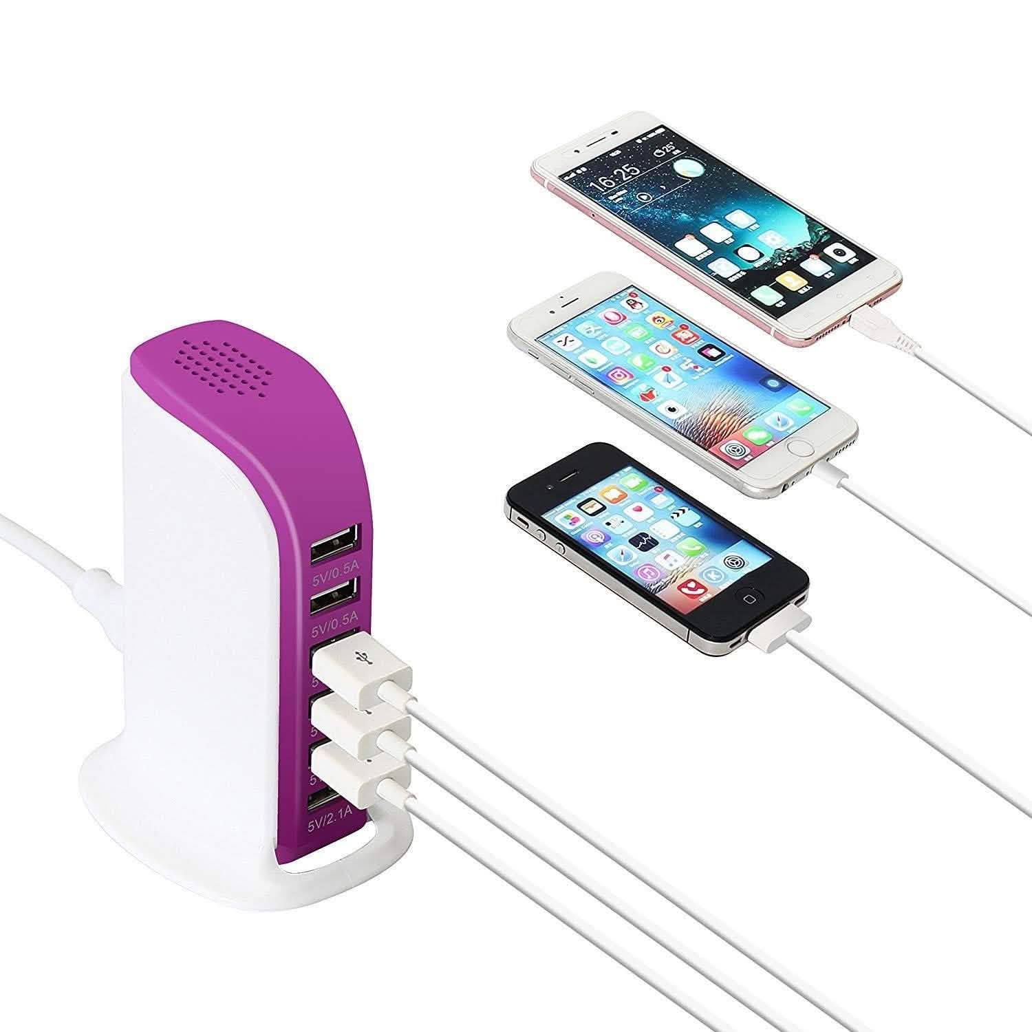 Station de recharge USB 6 ports 40 watts pour smartphones et tablettes