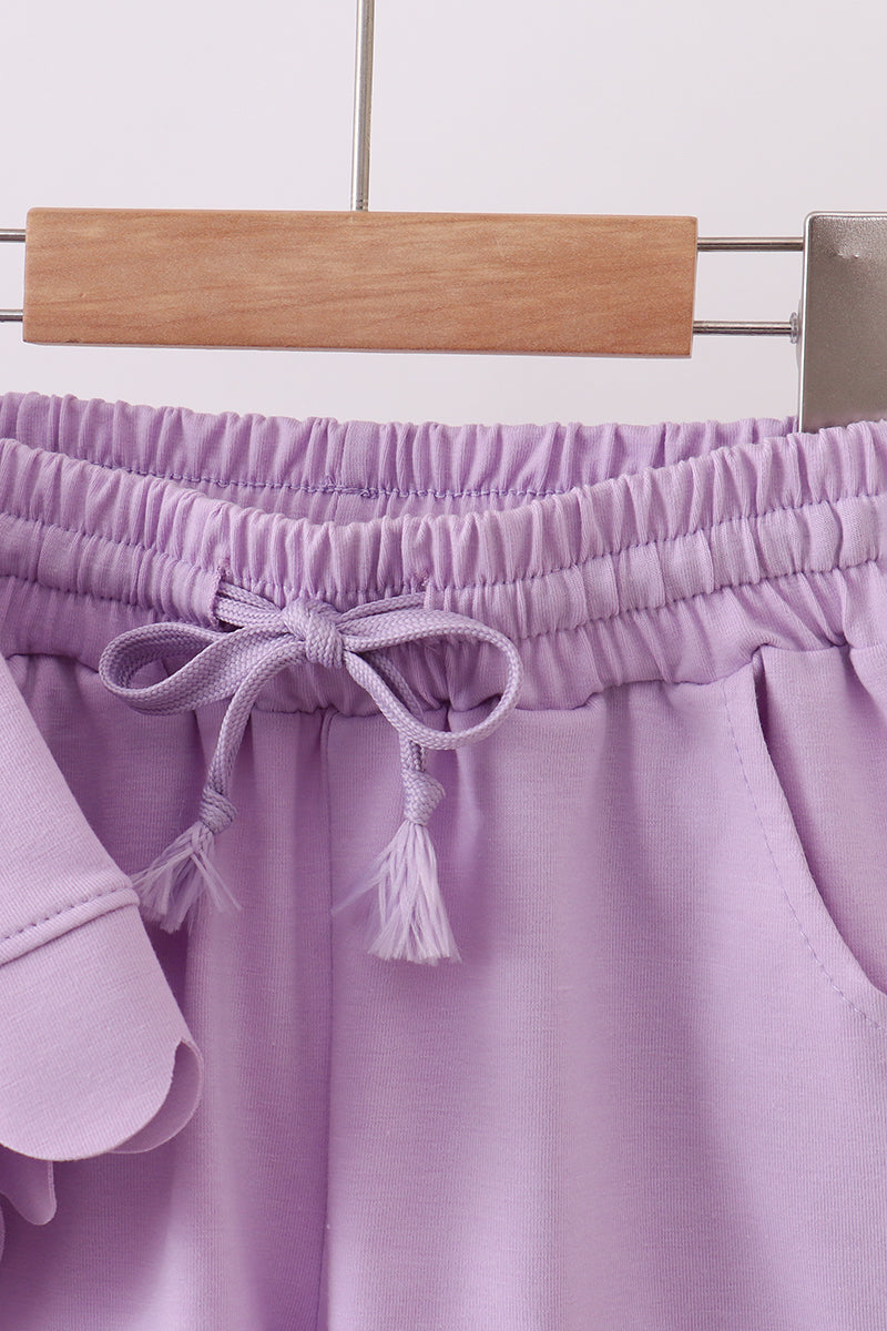 Ensemble short lavande à festons pour mère et enfant