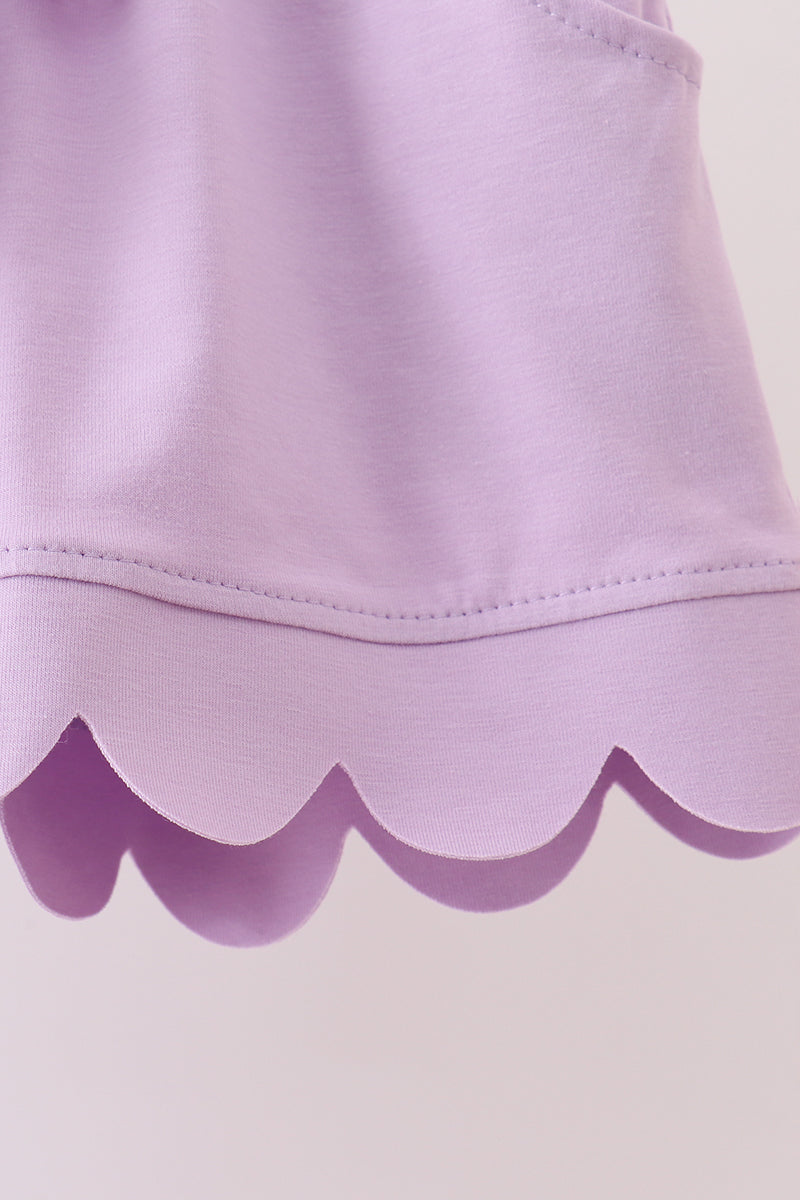 Ensemble short lavande à festons pour mère et enfant