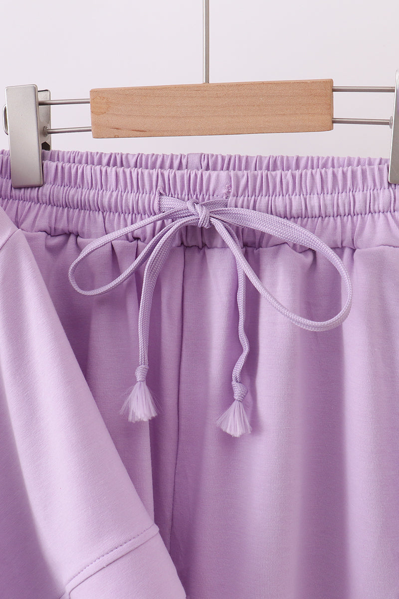Ensemble short lavande à festons pour mère et enfant