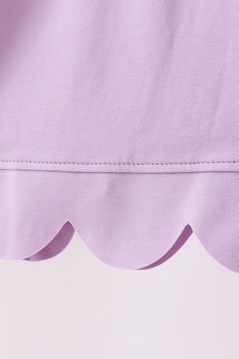 Ensemble short lavande à festons pour mère et enfant