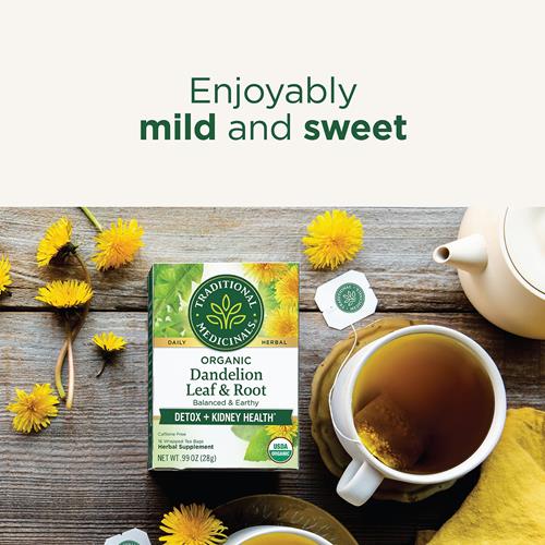 Tisane Traditional Medicinals, Pissenlit Bio (Feuilles et Racine), Soutient la Fonction Rénale et une Digestion Saine, 16 Sachets de Thé