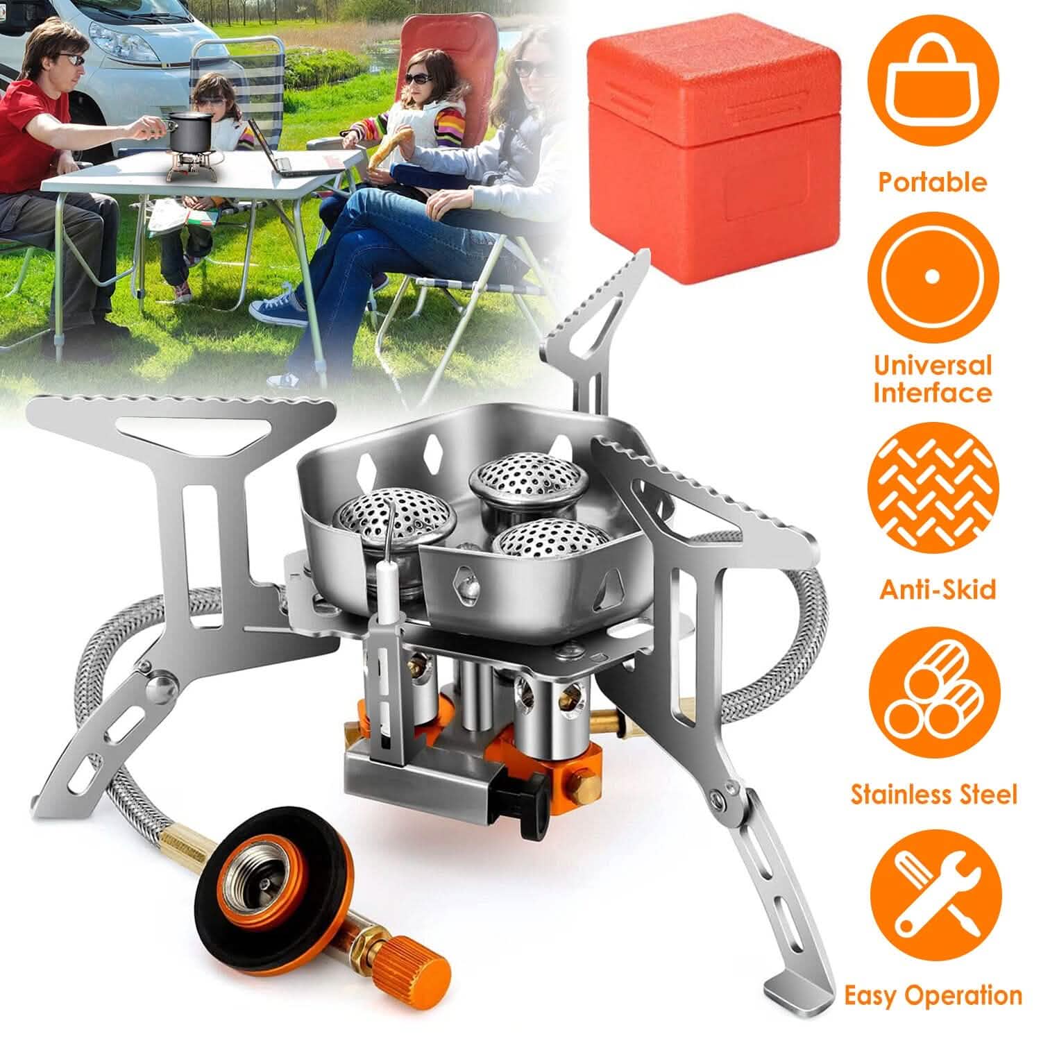Réchaud de camping portable 4000W, pliable, puissant, pour la randonnée