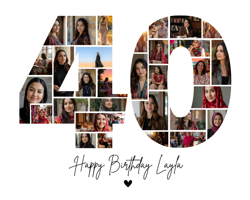 Modèle Canva de collage photo pour 40e anniversaire – Souvenir personnalisable d'étape importante