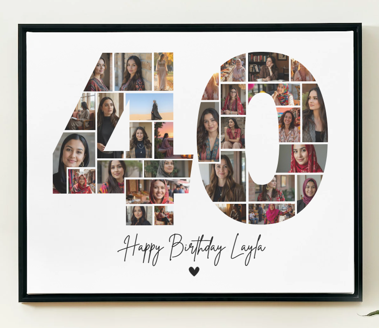 Modèle Canva de collage photo pour 40e anniversaire – Souvenir personnalisable d'étape importante