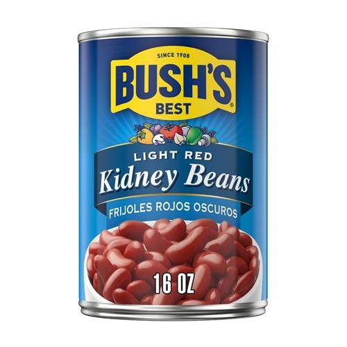 Haricots rouges clairs en conserve Bush's (Paquet de 1), Bonne source de protéines végétales, Bonne source de fibres, Sans gras, Sans gluten, 453 g