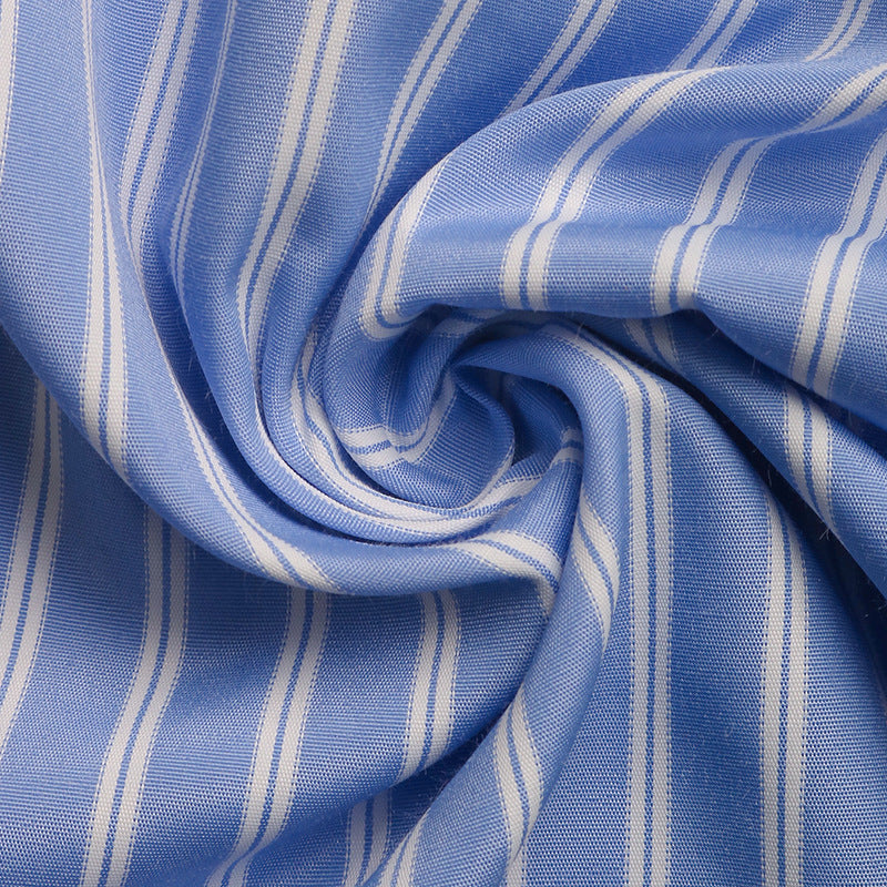 Mini-robe rayée à nouer sur le devant et à manches bouffantes pour femme