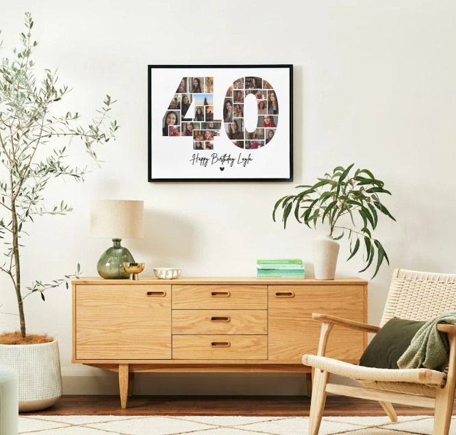 Modèle Canva de collage photo pour 40e anniversaire – Souvenir personnalisable d'étape importante