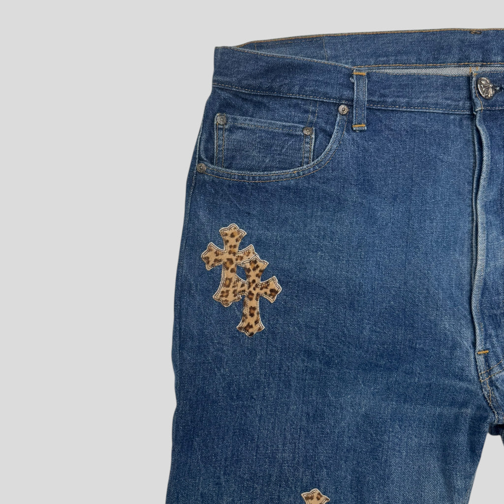 Jean Chrome Hearts Levis à patchs croix