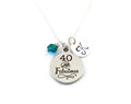 40th Birthday Necklace – Personalized Jewelry Sterling Silver with Swarovski Birthstone & Initial Charm