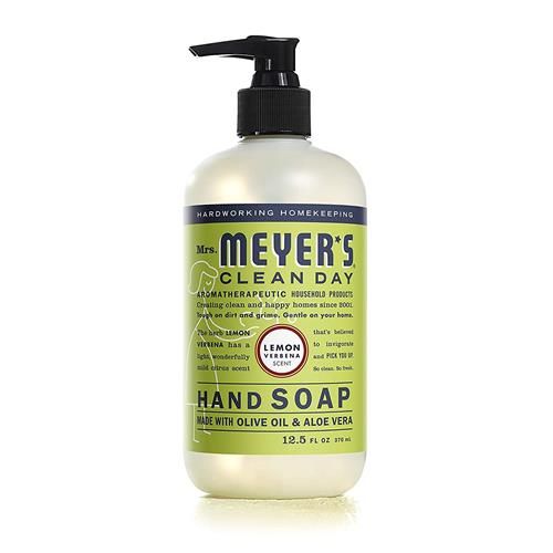Savon liquide pour les mains Mrs. Meyer's Clean Day, formule biodégradable et non testée sur les animaux, parfum verveine citronnée, 370 ml